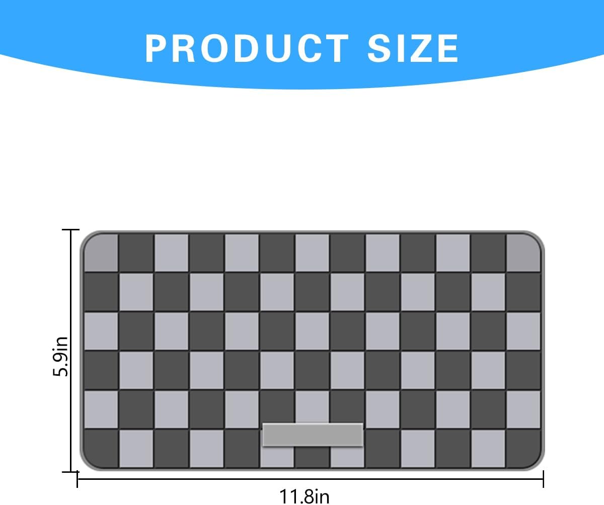 Anti-Slip Car Dashboard Pad, 11.8"*5.9" Non-Slip Vehicle Dash Gripping Mat, Multifunctional Sticky Auto Magic Dashboard Decor Pad for Phone Key Sunglasses for SUV, RV, Truck（Black/Gray）