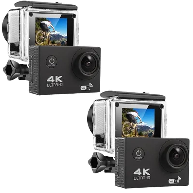 Drumstone Combo Pack of 2 Items - (12 Years Warranty 4K WiFi 30FPS Action Camera Ultra HD Underwater Camera 170 Degree Wide Angle 98FT Waterproof Camera for Youtuber/Bike Rider's| for Vlog & Travel