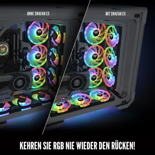 Thermaltake SWAFAN EX 14 RGB PC Lüfter, 3 Stück, 500~2000 U/min, Magnetanschluss, umkehrbare Flügel, Controller enthalten, CL-F144-PL14SW-A – Ansicht 5