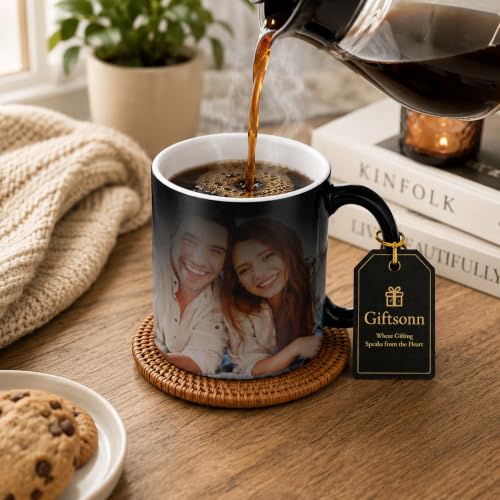 Image of Personalized Magic Mug - Custom Photo, Name & Quote Ceramic Mug - Birthday, Anniversary, Valentine's Gift - 330ml Color Changing Mug for Girlfriend, Boyfriend, Husband, Wife