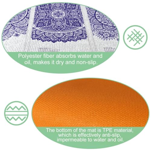 Tapete de cocina de 2 piezas azul antideslizante lavable absorbente VAPOKF 6
