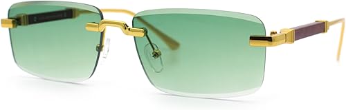 Miniatura 18 de SA106 Gafas de sol rectangulares estrechas de lujo con lentes biseladas de arte rico retro sin montura