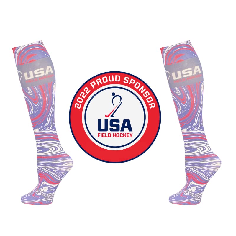 Hocsocx Team USA Swirls Socks Performance Liner Moisture-Wicking Protection for Field Hockey, Ice Hockey, and Soccer3