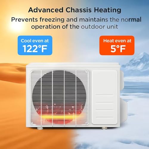 Image of 11500 BTU Mini Split Air Conditioner & Heat Pump, 17 SEER2 Inverter Ductless AC with WiFi, Alexa /Assistant, 7 Modes, 4d Auto Swing, Ultra Quiet Wall-Mounted System