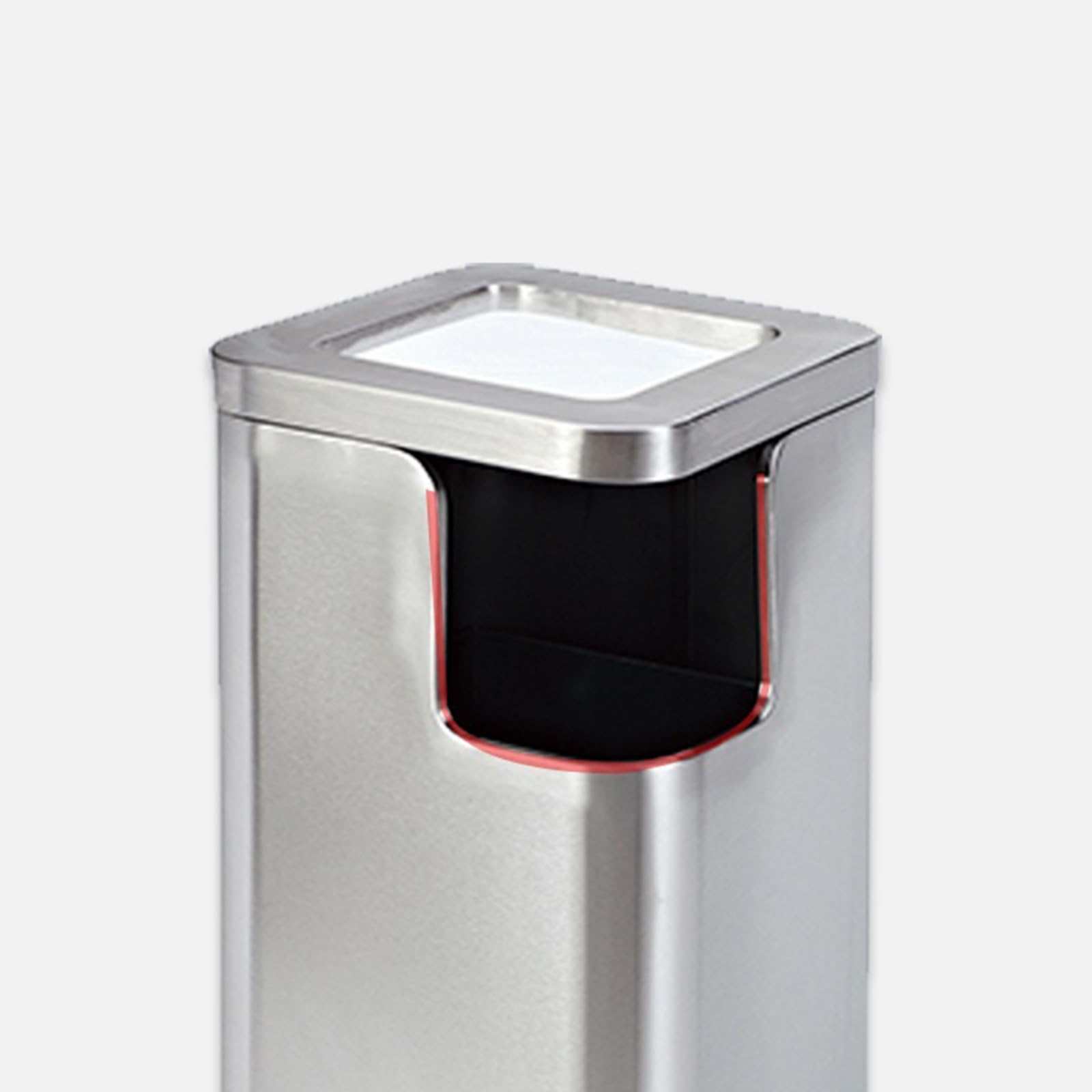 Cestino Portarifiuti Laterale In Acciaio Inox 30L Con Posacenere | Secchio Per Rifiuti Da Cucina E Ufficio, Design Verticale - 4