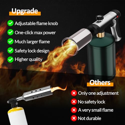 Image of Siasky Propane Torch with One-Click Max Fire, Flame Thrower Gun Charcoal Lighter with a Safety Lock, Kitchen Blow Torch for Cooking, BBQ, Sous Vide, Grill (Tank Not Included)