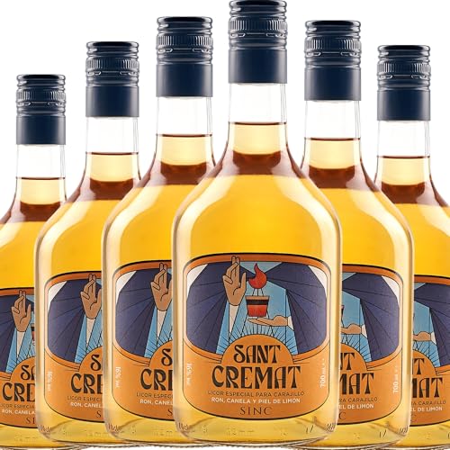 Sant Cremat Pack 6 – Licor para Cremaet y Carajillo | Ron, Canela y Limón | Licor especial cremaet para mezclar con Café Listo para Usar | Medalla de Oro CINVE 2024 | Tradición Valenciana