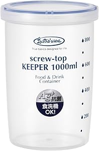 岩崎工業 ラストロウェア スクリュートップ キーパー 深型 1000ml パック ケース 保存容器 密閉容器 キャニスター プロテイン 麦茶 出汁 コーヒー豆 片栗粉 砂糖 洗剤 小麦粉 プラスチック 食洗機 抗菌 耐熱 目盛り B-2275 KN