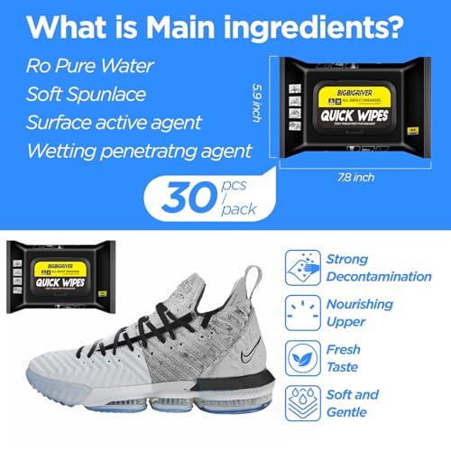 Shoe wipes 2 Pack 60 Pcs Sneaker Wipes Cleaner Quick Wipes Travel Portable Removes Dirt, Stains3
