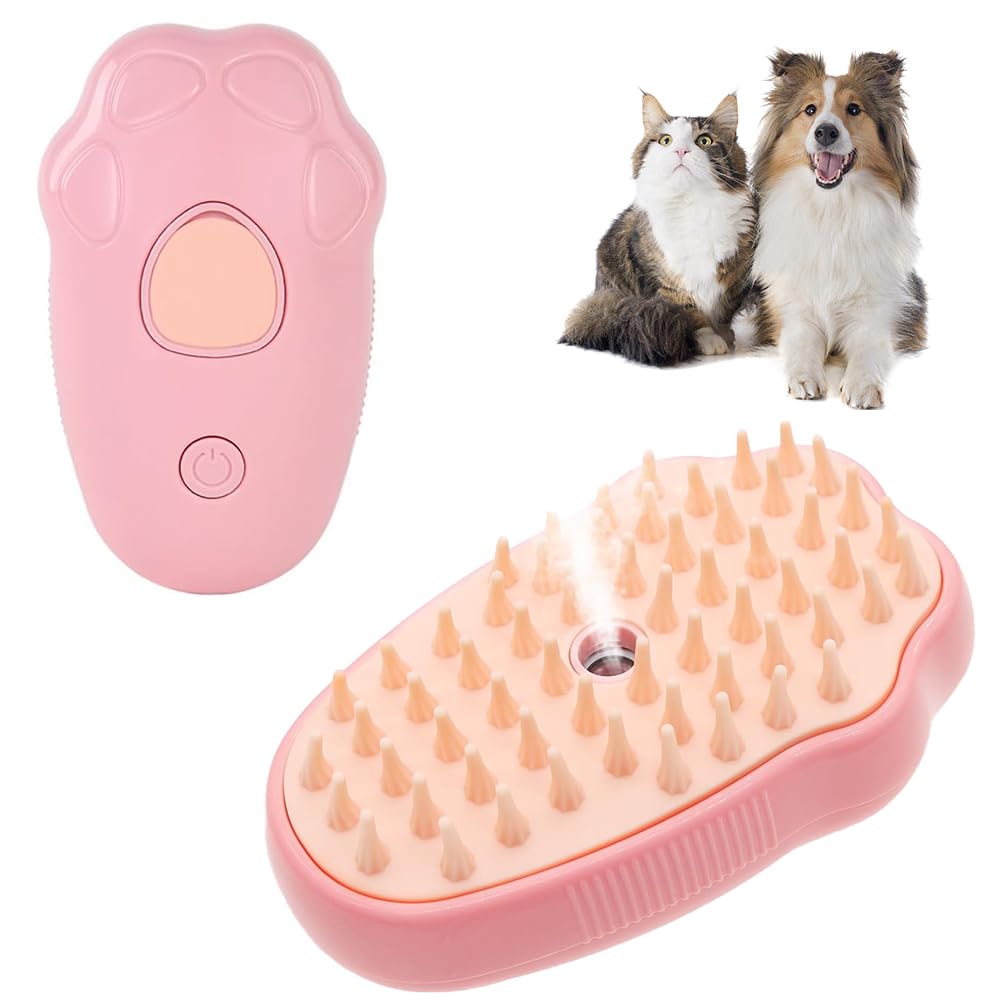 Fiotha Cepillo de Vapor Para Gatos, 3 en 1 Cepillo Vapor Para Gatos, Vepillo de Vapor Autolimpiable para Gatos Perros, Steamy Cat Brush, Cepillo para Gatos con Vapor, Limpiar el Pelo de Las Mascotas