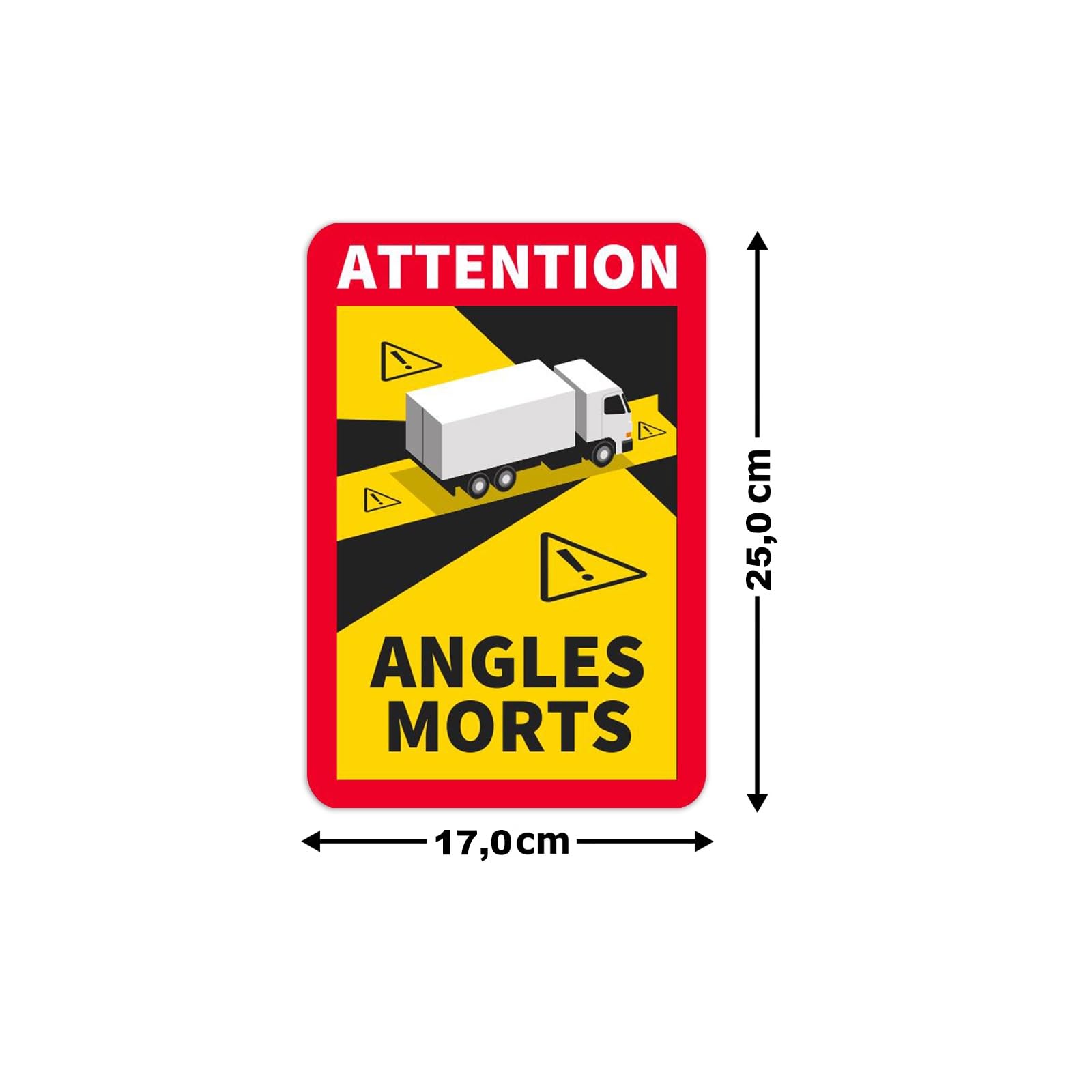 12 placas magnéticas Attention Angles Morts, 25 x 17 cm, para camiones y caravanas, cartel de advertencia para Francia con protección UV