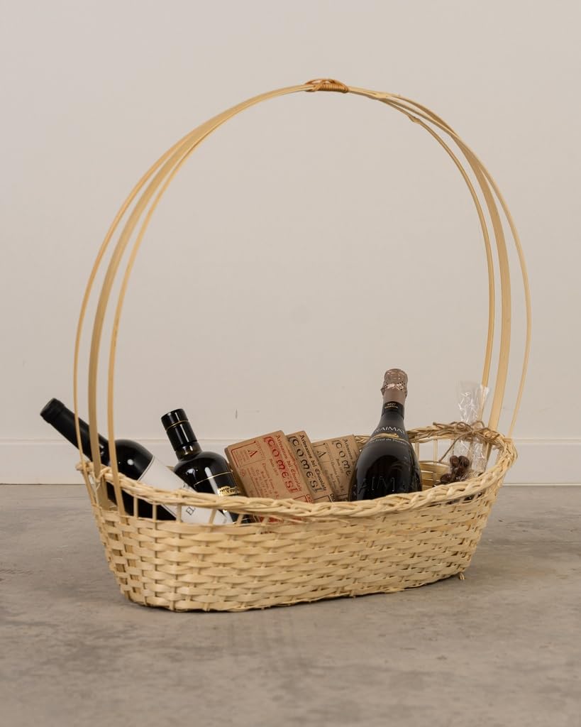 Cesta Navideña Vacía de Bambú 57cm para Detalles de Navidad