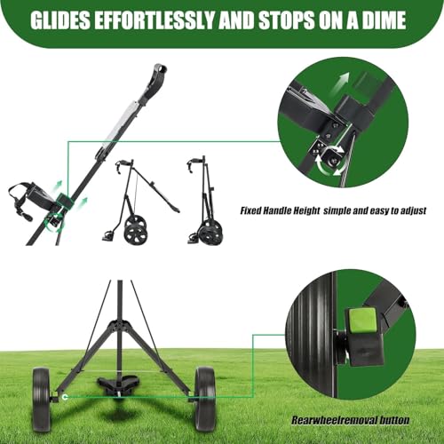 Image of XDriveMax GC01 Golf Pull Push Cart 2 Wheel,Foldable Golf Push Cart for Golf Clubs,Lightweight Folding Golf Walking Pull Carts