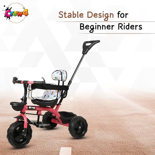 Image of Tricycle 1 Years to 5 Years with Removable Safety Guard and Parental Control Back Side Push Handle with Rubber Tyre for Kid's CR07 (Pink)