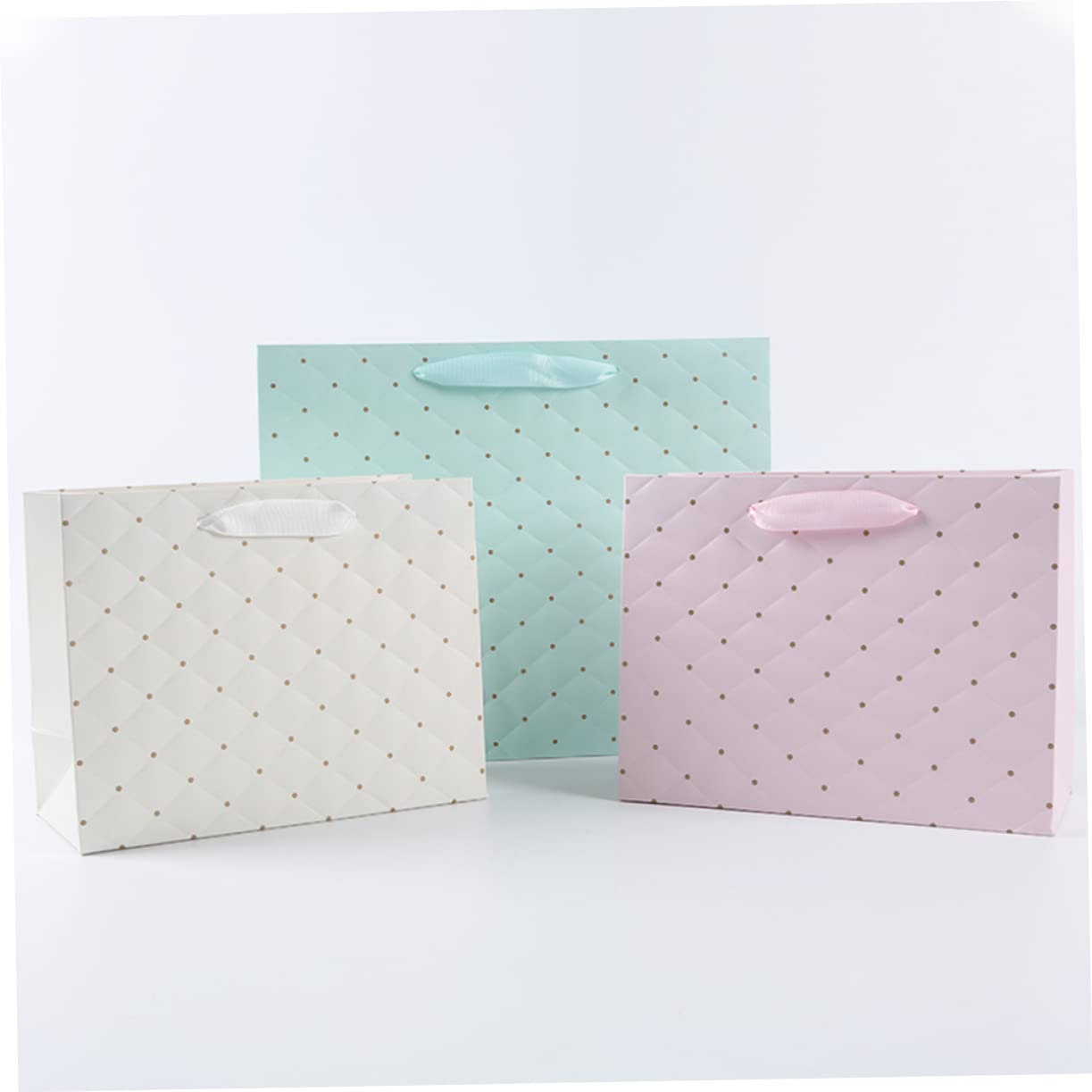 COLLBATH Sacchetti Regalo Compleanno 4 Pezzi Leggeri e Portatili in Cartone Bianco con Manici per Confezionare Doni e Bomboniere