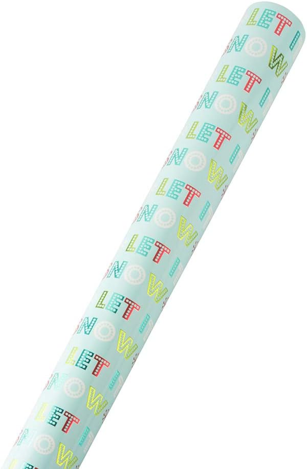 JAM Paper Gift Wrap - Christmas Wrapping Paper - 25 Sq Ft - Light Blue 'Let it Snow' - Roll Sold Individually
