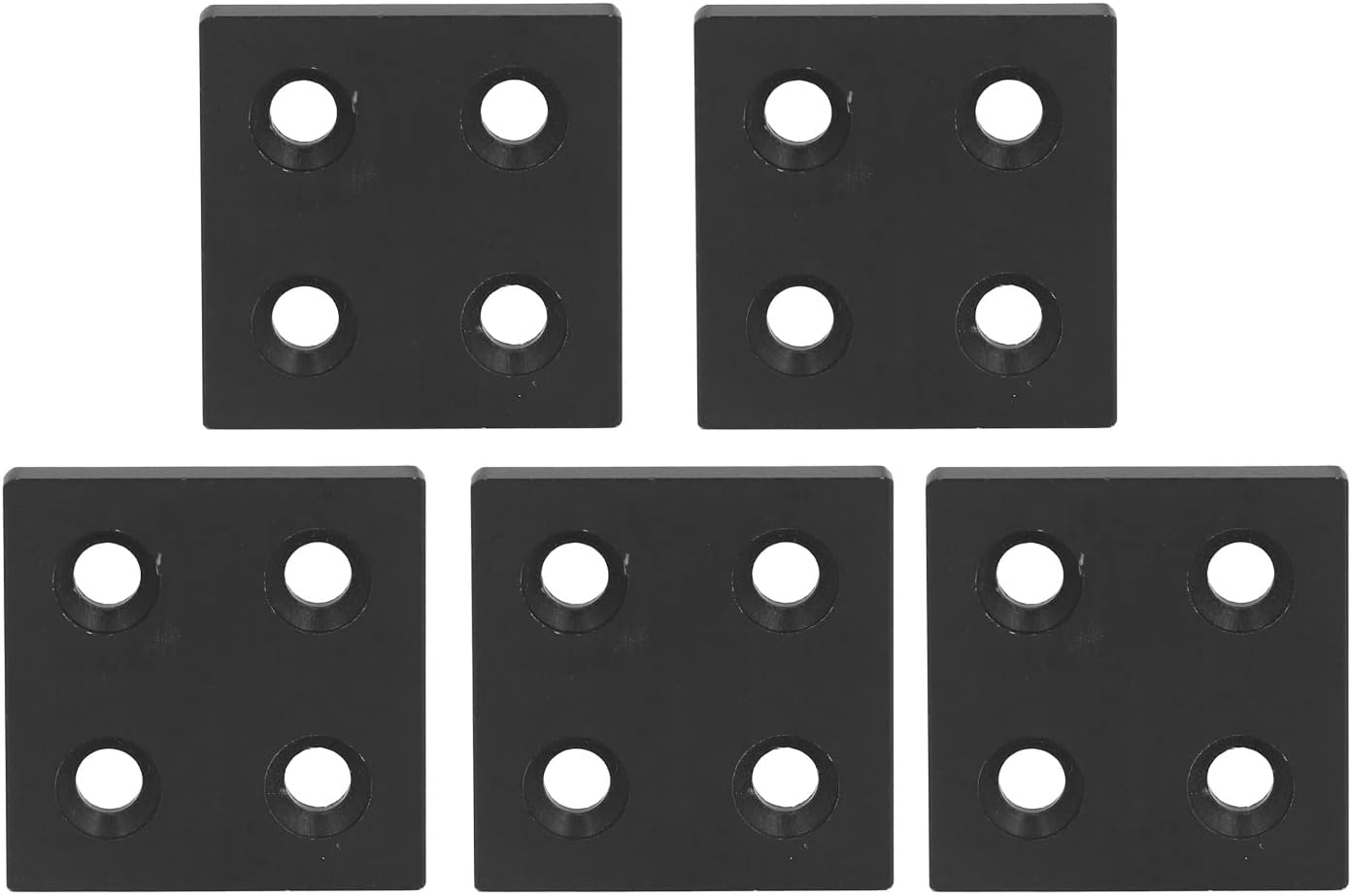 Garosa 5Pcs Flat Joining Plates Aluminum Alloy Extrusion Joining Plate 4040 Double Fasteners Linear Moving Parts Cover Plate for Industrial Fixing Robot Projects Black