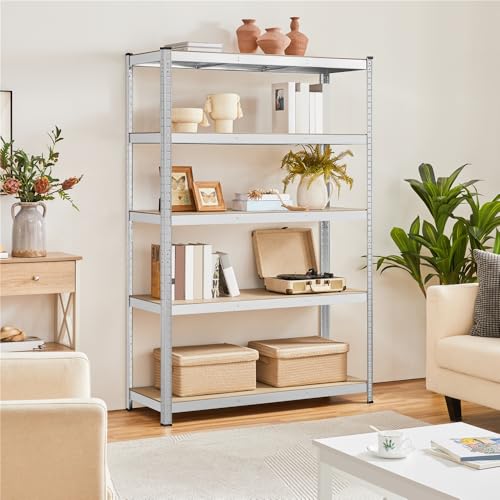 Yaheetech Schwerlastregal 180 x 120 x 45 cm Lagerregal 5 Böden Metall Regal Max. Belastbarkeit : 875kg Silbern