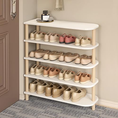 Meuble de rangement à chaussures étroit à 5 niveaux en bois de pin pour entrée compacte 48cm