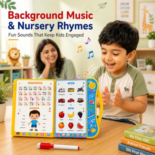 Image of Lifelong IntelliPlay Book for Kids | Intelligent Book with Alphabets, Numbers, Shapes & Phonics | Interactive Sound Book with Marker | Screen Free Learn & Play Sound Book for Kids 2-8 Years