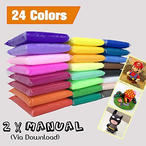 Pigflytech PF Ultra-Light Plasticine Modeling Clay Artist Studio Toy, 24 Color Clay Set