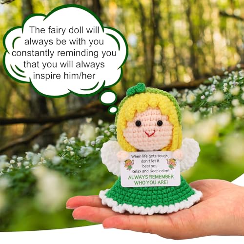 Muñeca Hada Positiva Tejida a Mano 9x7x6cm miniatura 3