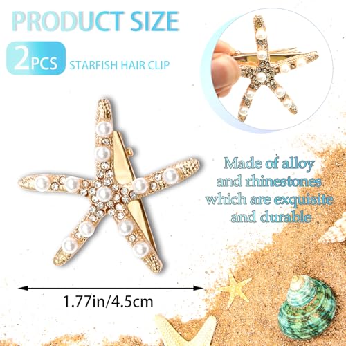 Pinzas para el cabello con forma de estrella de mar doradas, pack de 2 miniatura 5