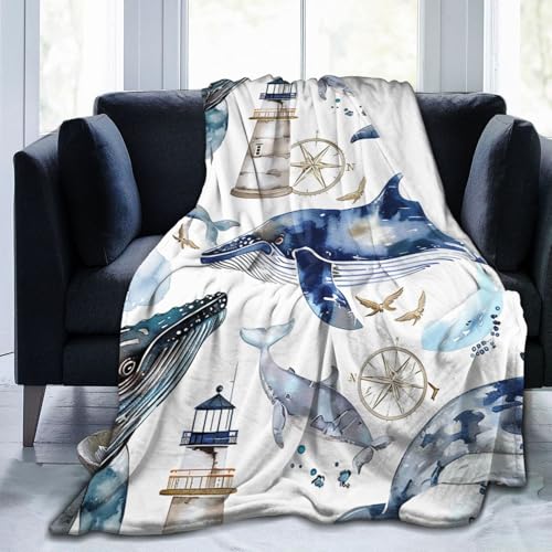 Jeté de canapé Whale Lighthouse couvre-lit grand plaid salon 200x150 cm