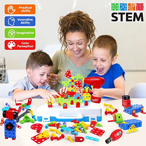 Aotipol A8DS Stem Toys 232 Pcs Drill Set Building Blocks, Diy Educational Construction Engineering Toys, Creative Mosaic Electric Drill Set Gift For Age 3-8 Years Old Boys Kids thumb #5
