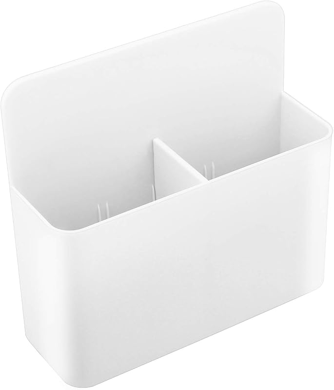 MoKo Portalápices magnético, organizador de pizarra blanca con accesorios para lápices, blanco | El soporte magnético para marcadores de borrado en seco tiene dos compartimentos y un cuerpo de ABS para pizarras blancas, refrigeradores y casilleros.