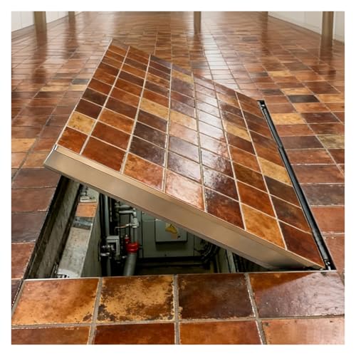 AMUFJJ Concealed Crawl Space Access Door Interior Floor Recessed Floor Hatch Door for Basement/Crawl Space with Suction Cups Opener Steel Camouflaged Entry Door(LxW 28x23)
