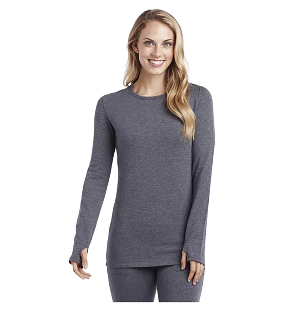 Cuddl DudsStretch Thermal Shirt - Long Sleeve - Crew Neck (for Women), Med Grey, S