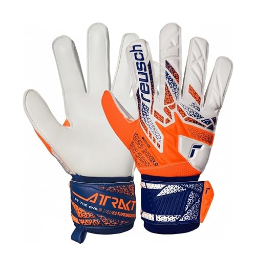 Guantes de Arquero Reusch Attrakt Solid Energize Pack, Unisex, Talla 7, Azul y Naranja