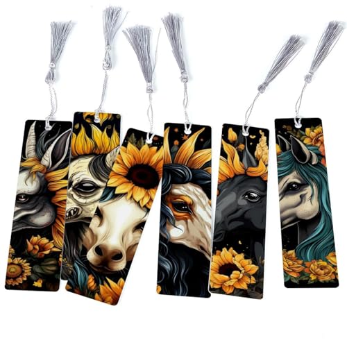 Marque-page motif licorne tournesol crâne lot de 6 signets cadeaux