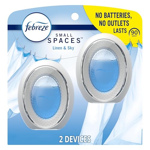 Febreze Bathroom Air Freshener, Odor-Fighting, Plug In Alternative, Air Fresheners for Home and Bathroom and Kitchen, Closet Air Fresheners, Linen & Sky Scent, 2 Count