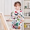 CUBACO 2 Pack Kids Painting Apron Children's Waterproof Artist Apron with Long Sleeve and 3 Pockets for Child 3-8 Years for Art Craft, Cooking, Baking, Feeding (Dinosaur Pattern) #1
