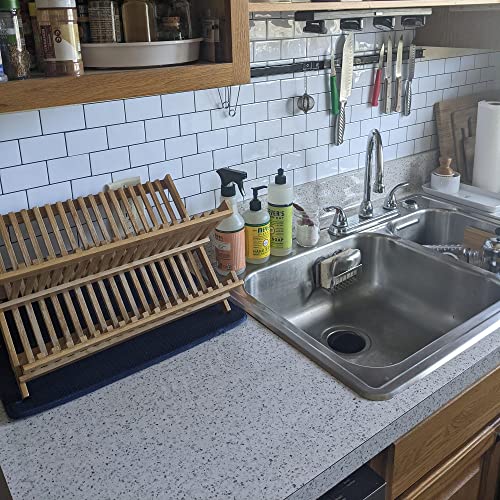 Terrazzo Contact Paper For Countertops Waterproof Kitchen Countertop Peel And Stick Marble Wallpaper Vinyl Self Adhesive White Granite Countertop Contact Paper For Cabinets Drawers Desk 15.7X80" #TOP2