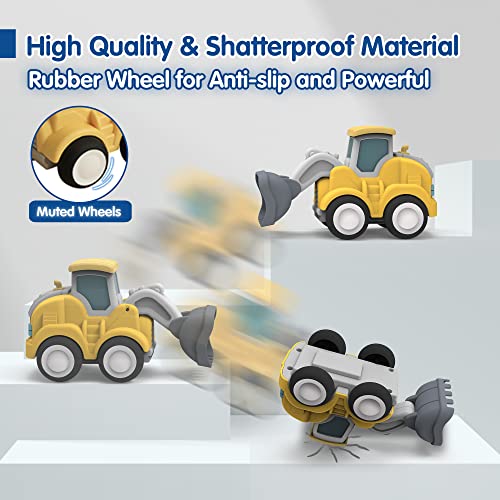 Bonitoto Mini Kids Toys Construction Vehicles - Set Of 4 Press And Go Excavator Bulldozer Road Roller And Drill Truck For Ages 3-5 4-8 Boys, Best Birthday Gifts For 3 To 4 5 6 7 Year Olds #TOP4