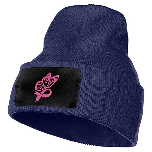 Brain Cancer Awareness Butterflies Trendy Stylish Acrylic Watch Hat Winter Beanie Knit Hats Cap for Women Mans Navy