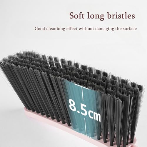 Image of Hand Broom with Long Handle, Soft Bristle Cleaning Brush, Multi-Purpose Duster for Bed, Car, Sofa, Furniture, Clothes, Carpet (Pink)