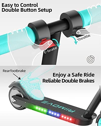ALLMOVE 150W Electric Scooter for Kids Ages 6-8-12, Double Brakes, Kids Electric Scooter with Flash Wheel & Colorful Light, 12 km/h, Visible Battery Level, Boys Girls Electric Scooter The Best Gift
