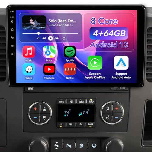 8 Core 4+64GB Car Radio Stereo Upgrade for Chevy Silverado 2007-2013 GMC Sierra Yukon Plug and Play 10.2 Android 13 Head Unit with Wireless Carplay/Android Auto/1080P Rear View Camera
