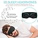 MOITA Sleep Headphones Bluetooth Sleep Mask, 3D Sleeping Eye Mask with Built-in Sponge Speakers, Wireless Bluetooth Headphones Sleep Mask for Sleeping, Napping, Travelling, Yoga, Meditation (Black)