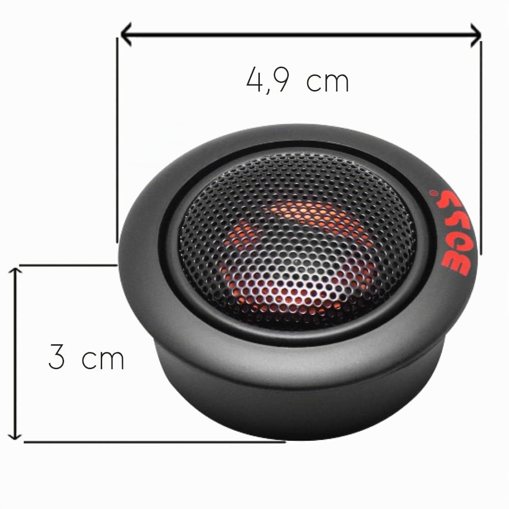 2 tweeter a cupola compatibile con BOSS AUDIO SYSTEMS TW12 TW 12 da 4,9 cm di diametro da 100 watt rms 200 watt max 4 ohm profondità 3 cm, bobina da 2,5 cm, a coppia