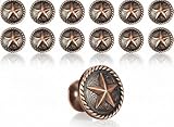 Urbalabs Western Rustic Concho Star Kitchen Cabinet Rustic Drawer Knobs Ranch Star Cabinet and Dresser Knobs Pulls for Country Farmhouse Old Western Drawer Knob Set of 12 (Braided Copper)