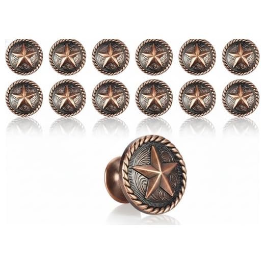 Urbalabs Western Rustic Concho Star Kitchen Cabinet Rustic Drawer Knobs Ranch Star Cabinet and Dresser Knobs Pulls for Country Farmhouse Old Western Drawer Knob Set of 12 (Braided Copper)