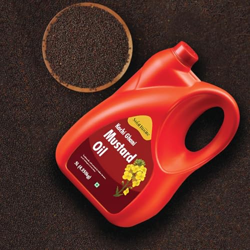 Image of SoulRoute Kachi Ghani Mustard Oil 5 Litre | Pure Sarson Tel Cooking Oil | Rich in MUFA & Vitamin E | 0% Cholesterol | Strong Aroma Mustard Oil for Indian Cooking & Traditional Recipes