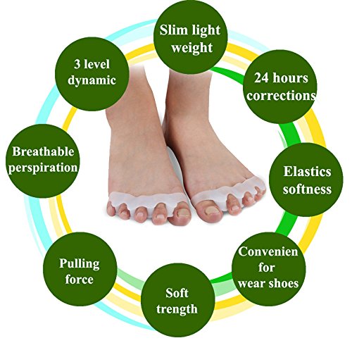 Toe Separators And Straighteners By Apasin, Bunion Pain Relief, Foot Spacers And Correctors Used For Sports Activities, Yoga Practice & Running (One Pair - White) #TOP3