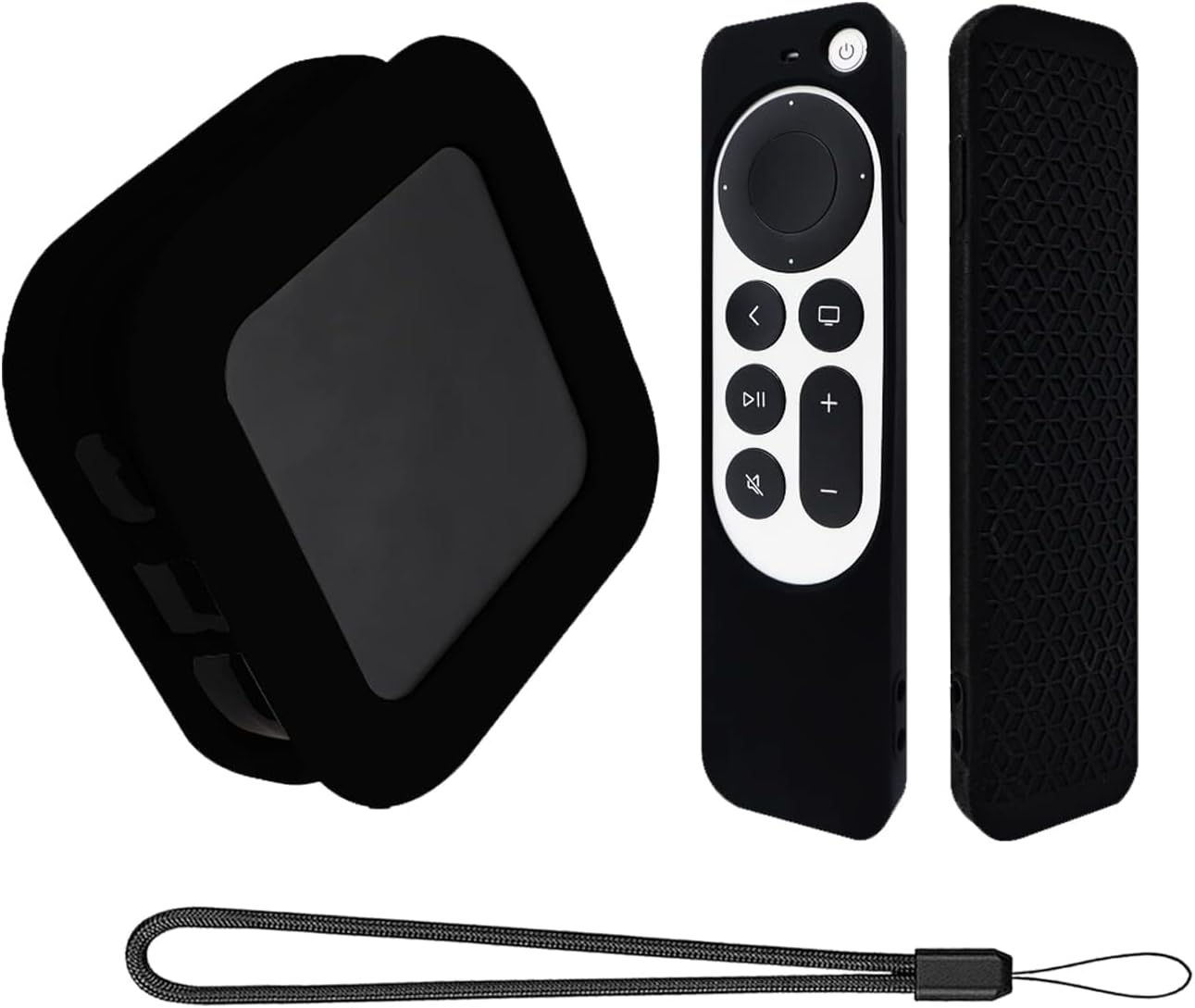Silicone Case for 2022 Apple TV 4K Wi-Fi TV Box Remote Cover, Foldable Soft Silicone Remote Sleeves with TV Box Case Skin, Anti-Slip Shock Proof Protective Cover -Black