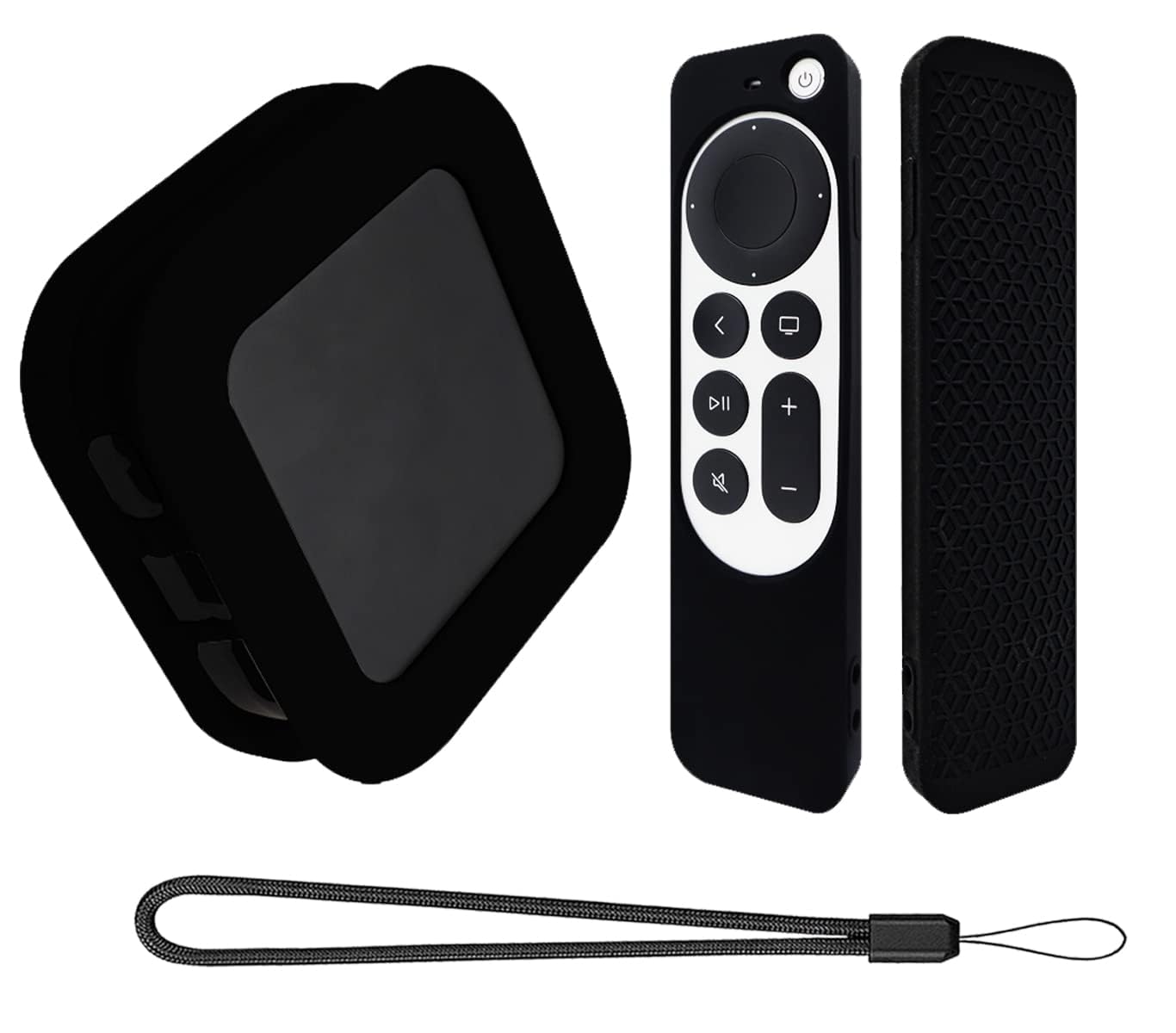 O Ozone Silicone Case for 2022 Apple TV 4K Wi-Fi TV Box Remote Cover, Foldable Soft Silicone Remote Sleeves with TV Box Case Skin, Anti-Slip Shock Proof Protective Cover -Black